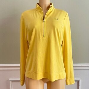 Magnolia Lane Masters Quarter Zip Pullover Womens Large Yellow Golf Pima Cotton